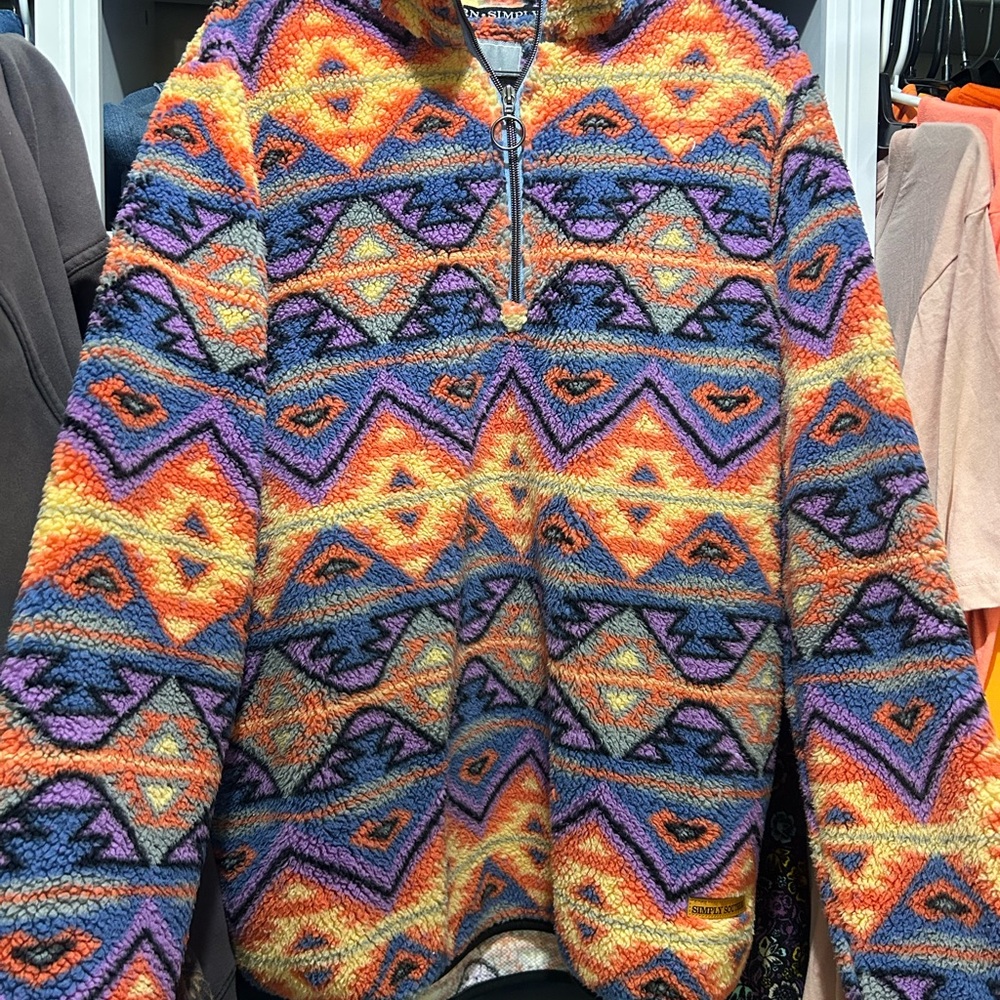 Simply Southern Multicolor Aztec Fleece Hoodie